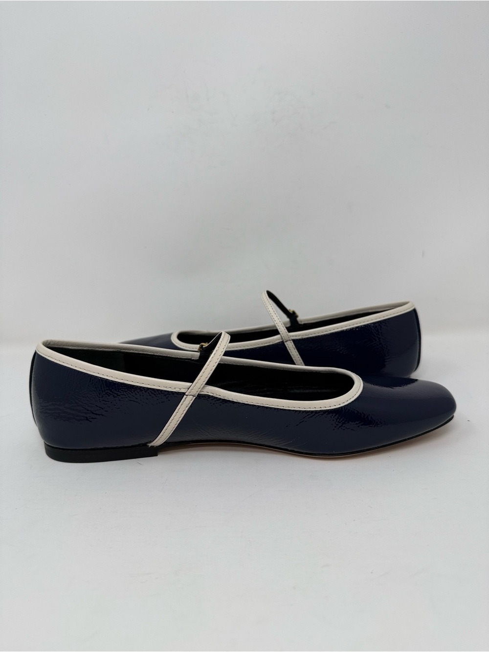 New Veronica Beard Ellie Mary Jane Flat Navy Ecru Sz 8 - Picture 11 of 14